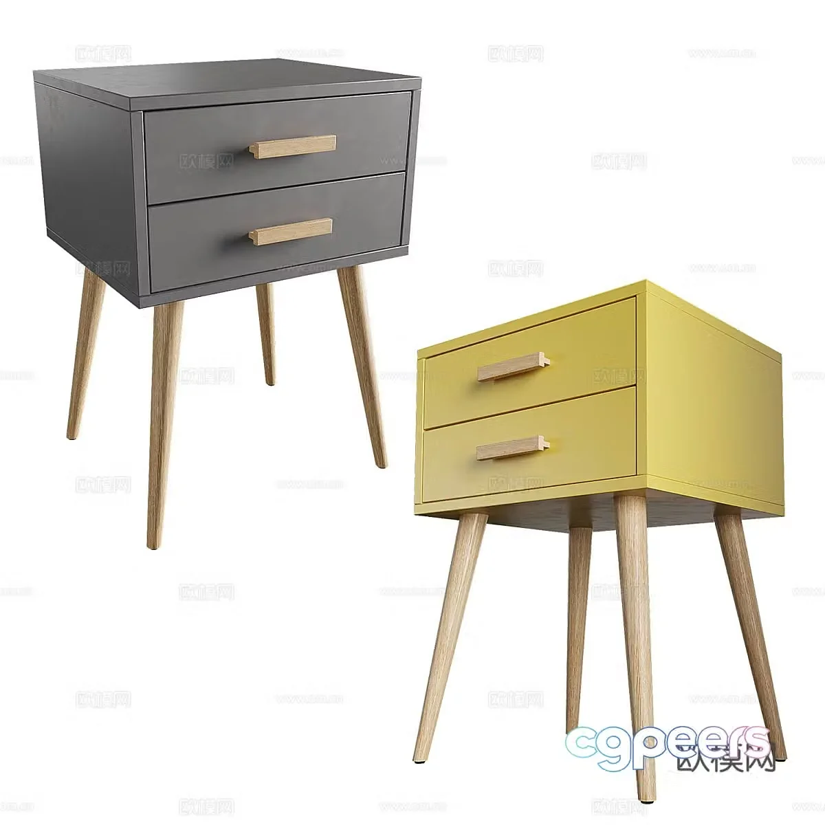 Modern Nordic Yvain nightstand 3d model