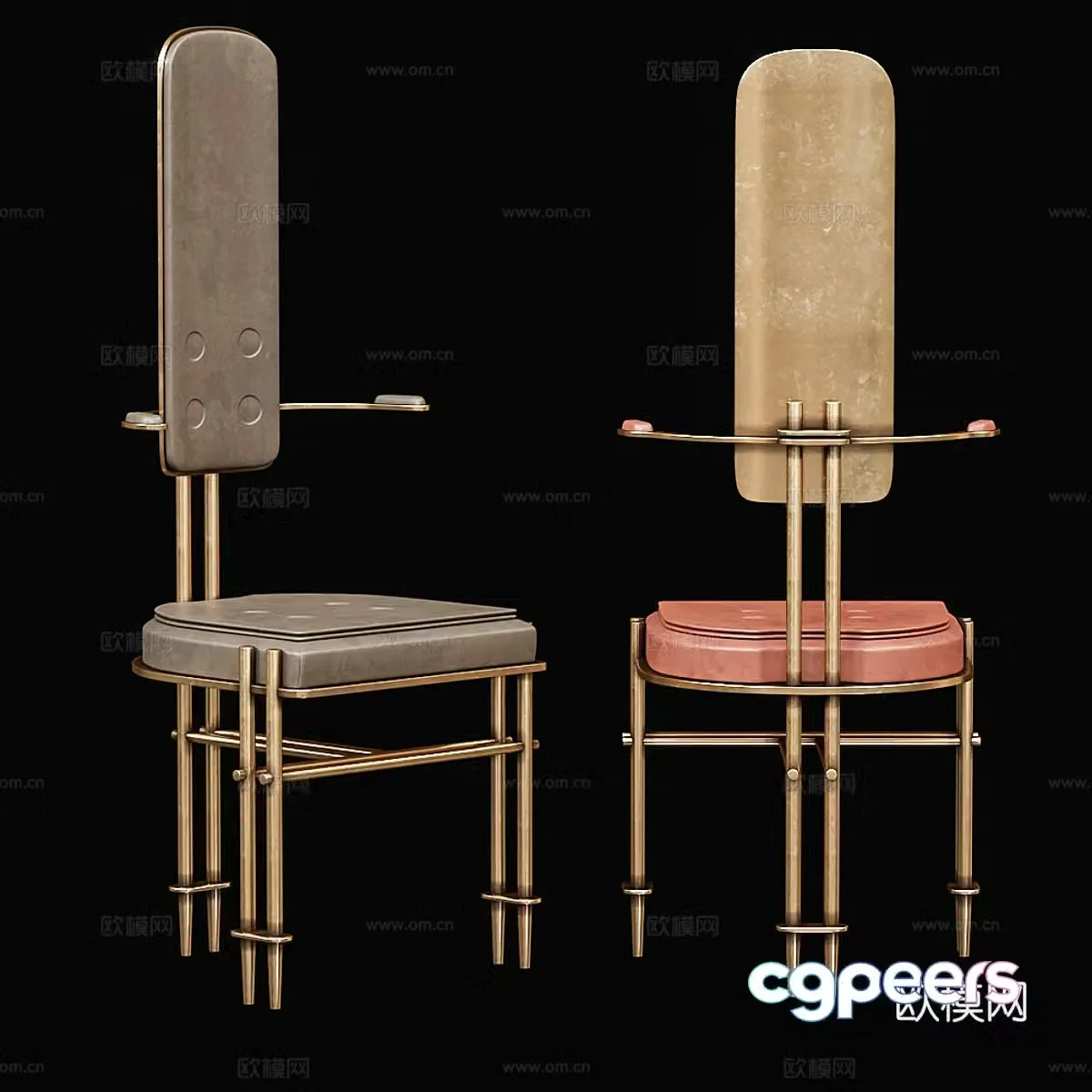 Retro light luxury dining chair 3d model