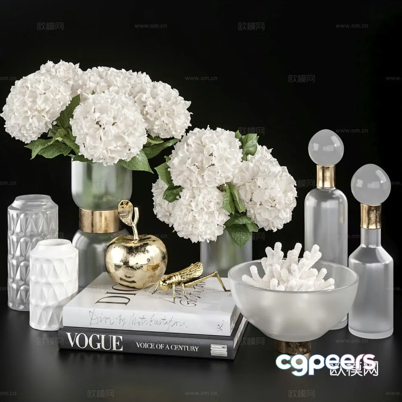 Decoration ornaments vase books 3d model