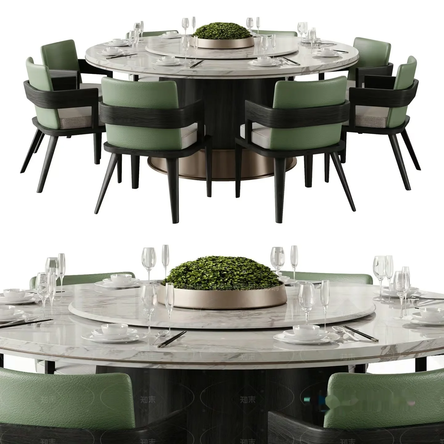 A Round Table With A Green Chair 3D Model – 5494 – VRAY Render