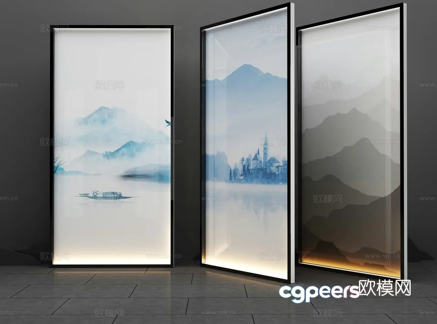 Glass ink painting partition 3d model