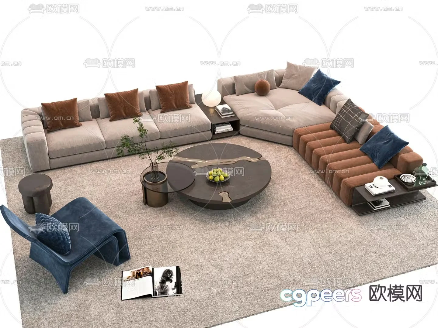 Modern sectional sofa 3d model