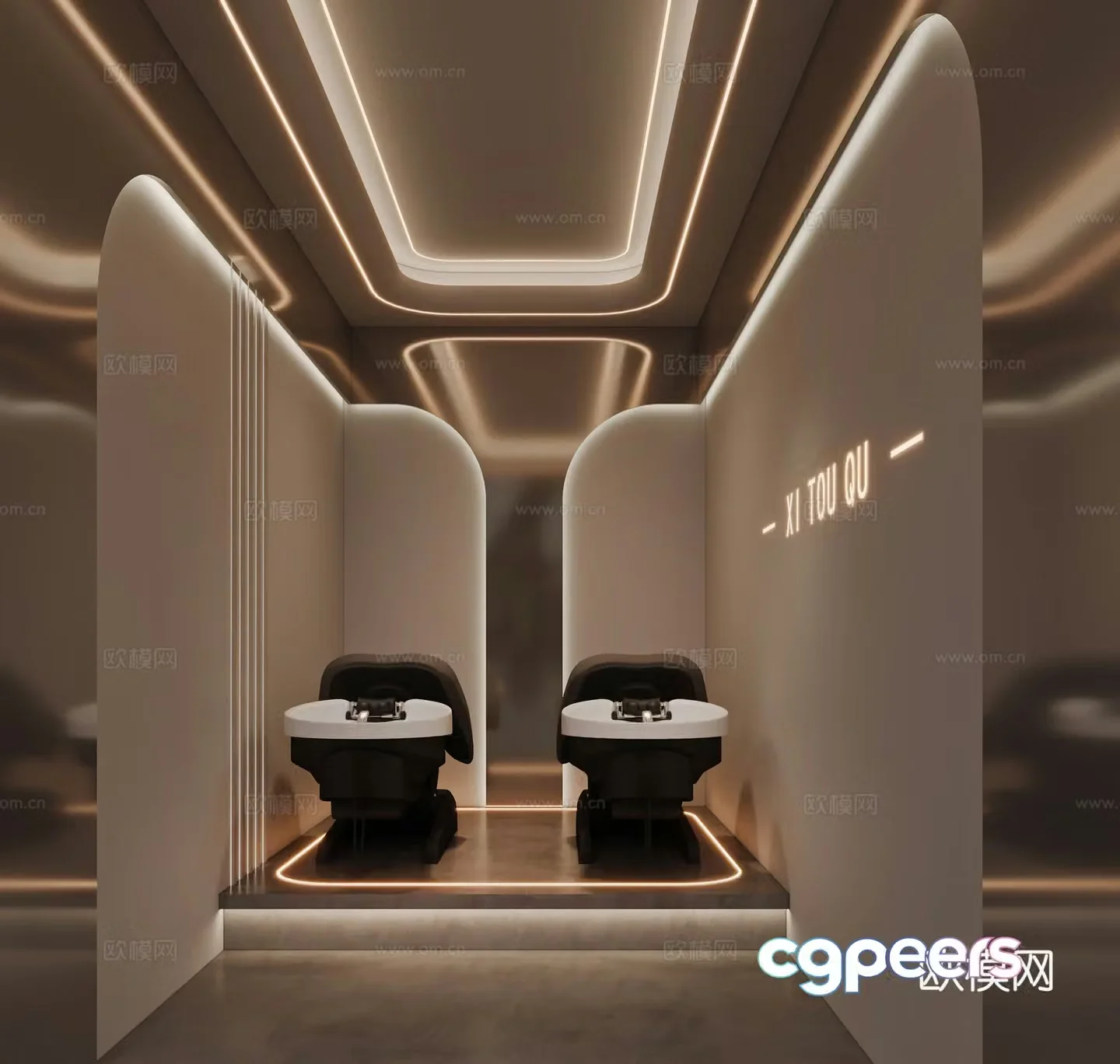 Modern barber shop 3d model