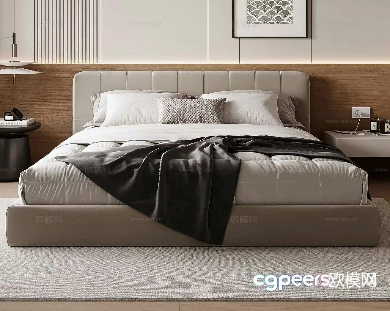 Modern double bed 3d model