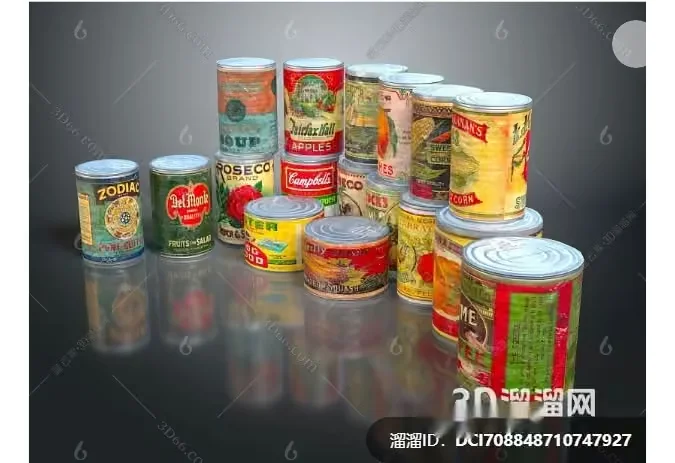 A Collection Of Cans 3D Model – 11030 – VRAY Render