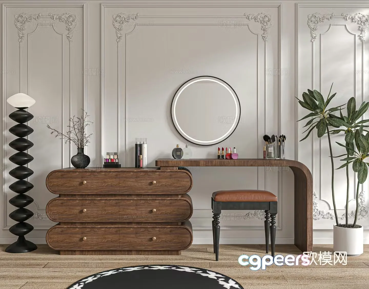 Medium style dressing table 3D model