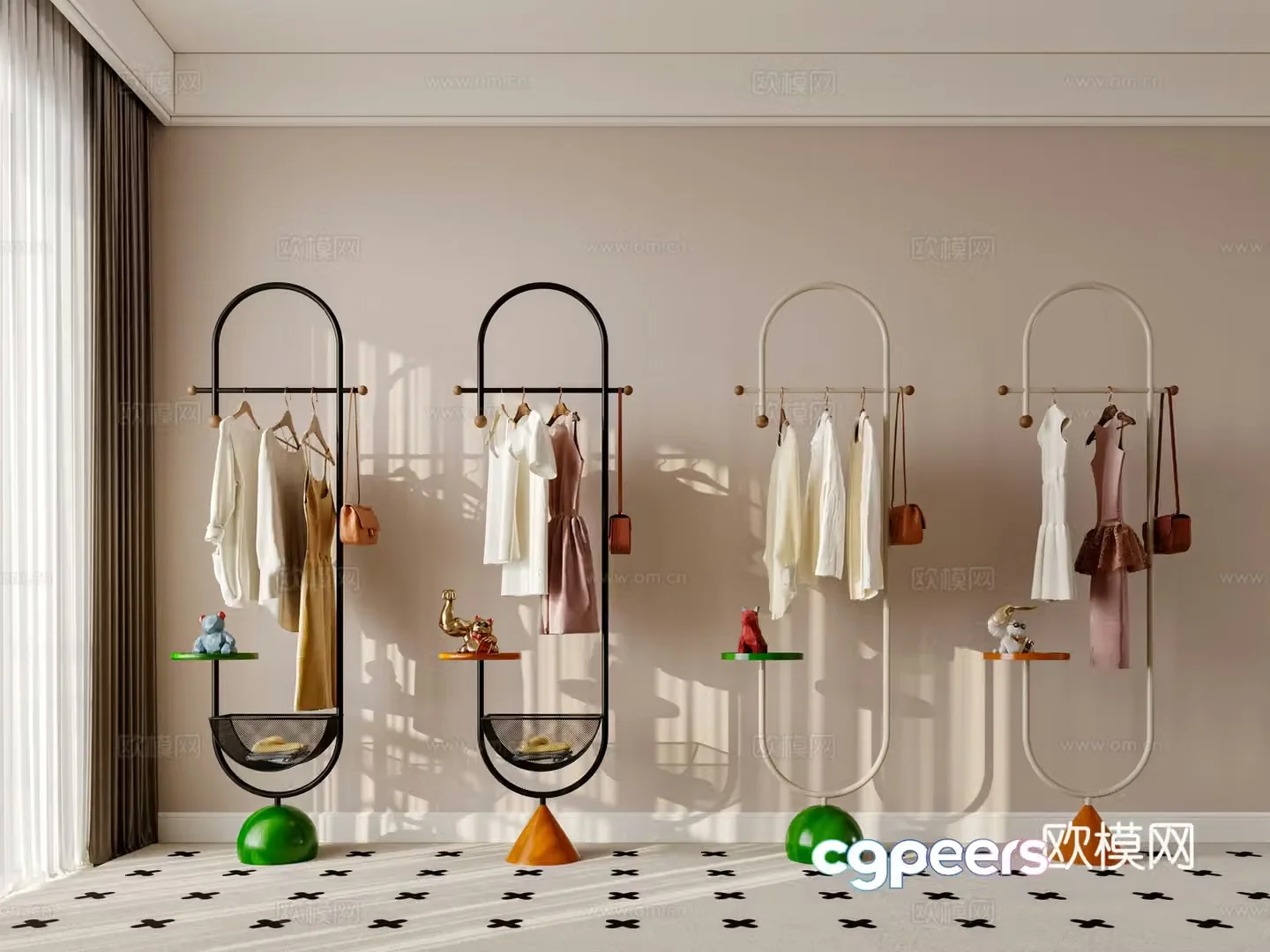 Modern butter hanger clothes hanger clothes hanger clothes hanger floor-standing clothes hanger finished clothes hanger 3d model