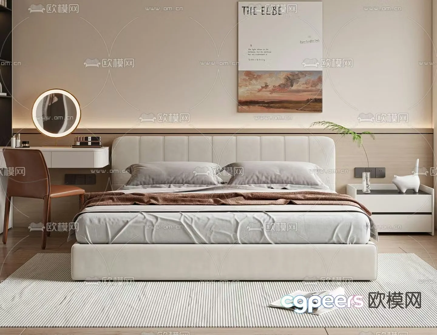Modern double bed 3d model