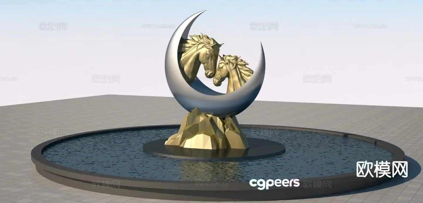 Abstract horse sculpture square sculpture 3d model
