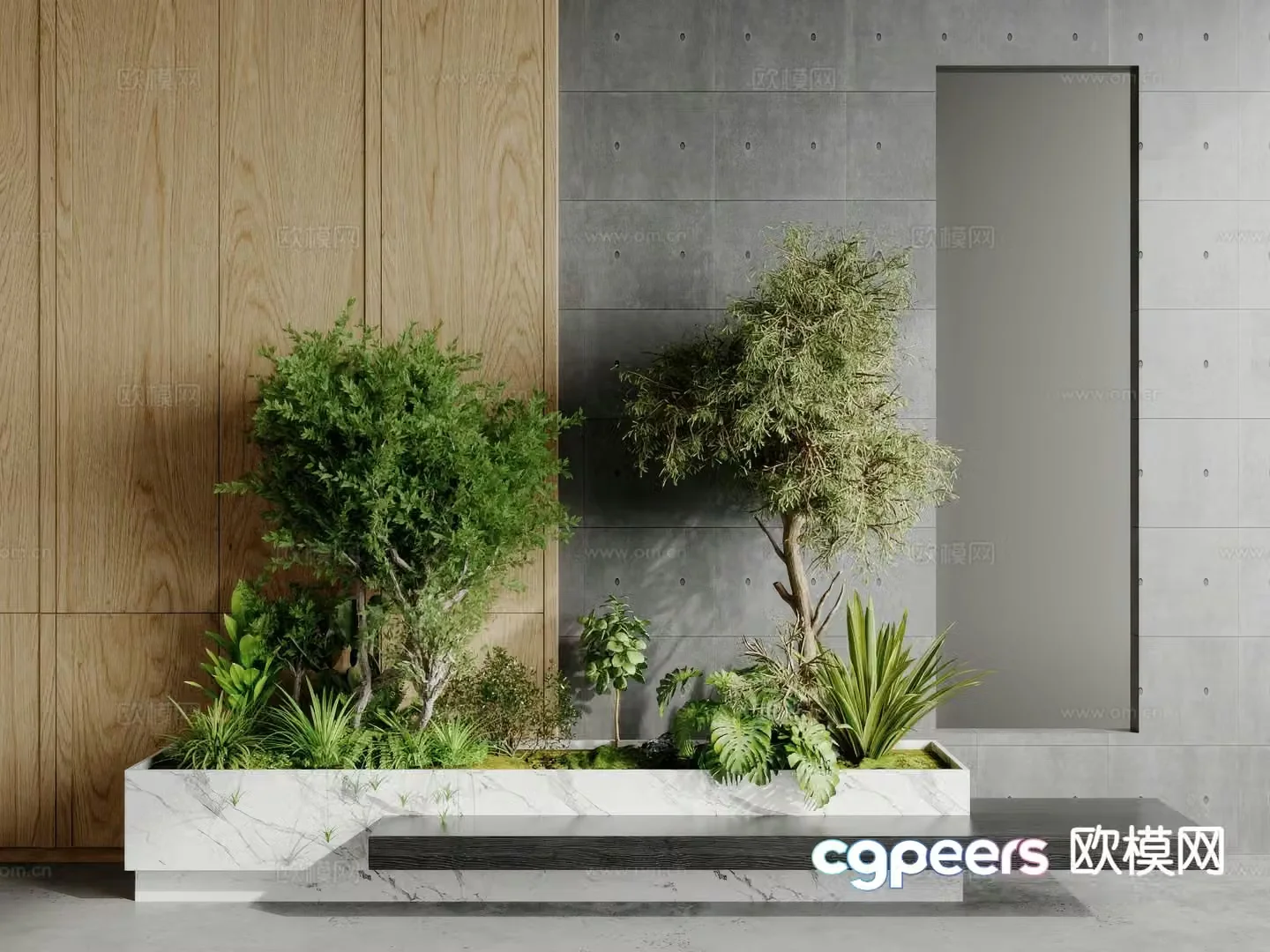 Modern plant pile landscape green plants 3d model