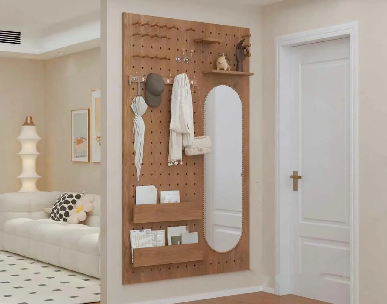 Wooden Pegboard Wall 3D Model – 17625 – VRAY Render