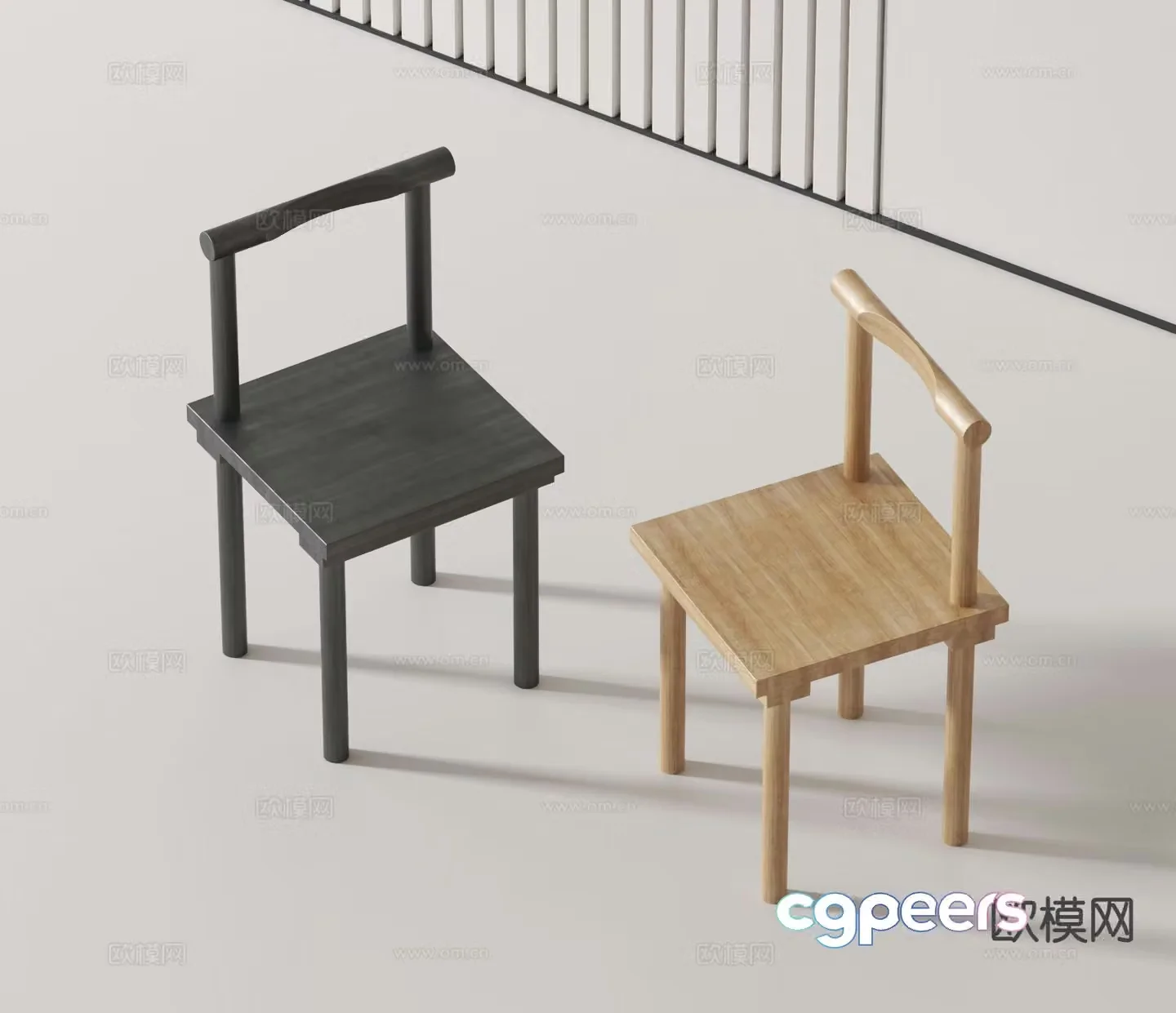 modern single chair chair wooden chair 3d model