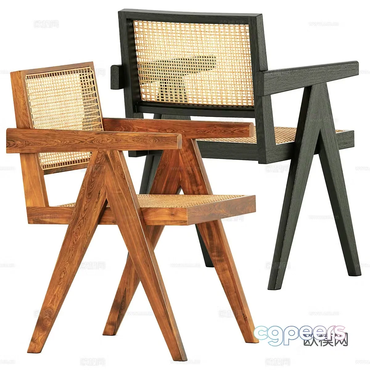 New Chinese style wasabi rattan chair 3D model