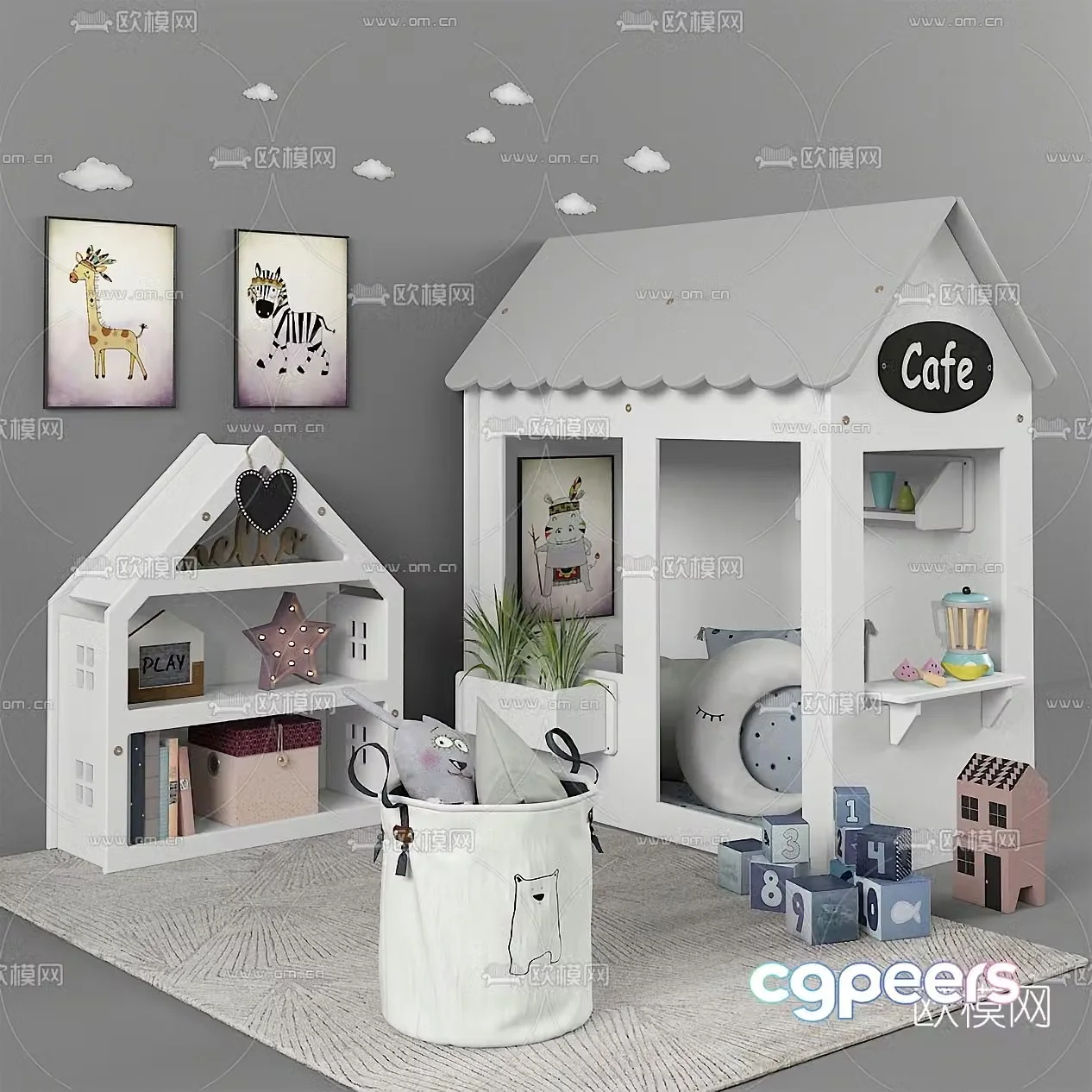 Modern children’s cabinet toy house 3d model