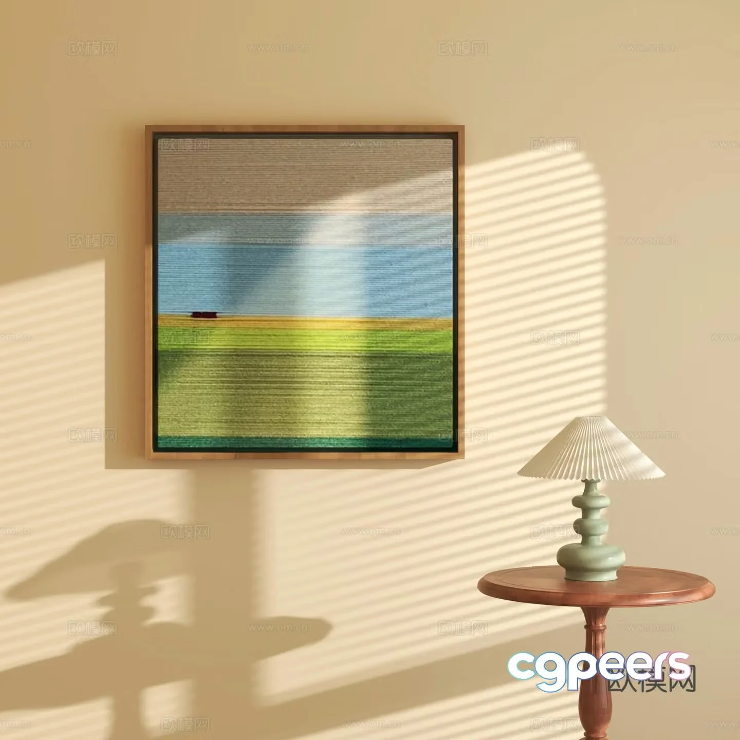 Modern decorative paintings desk lamps side tables 3D model