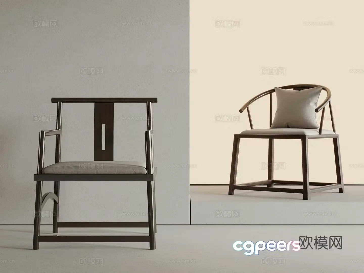 Chair New Chinese Tea Chair Dining Chair Chair 3D Model