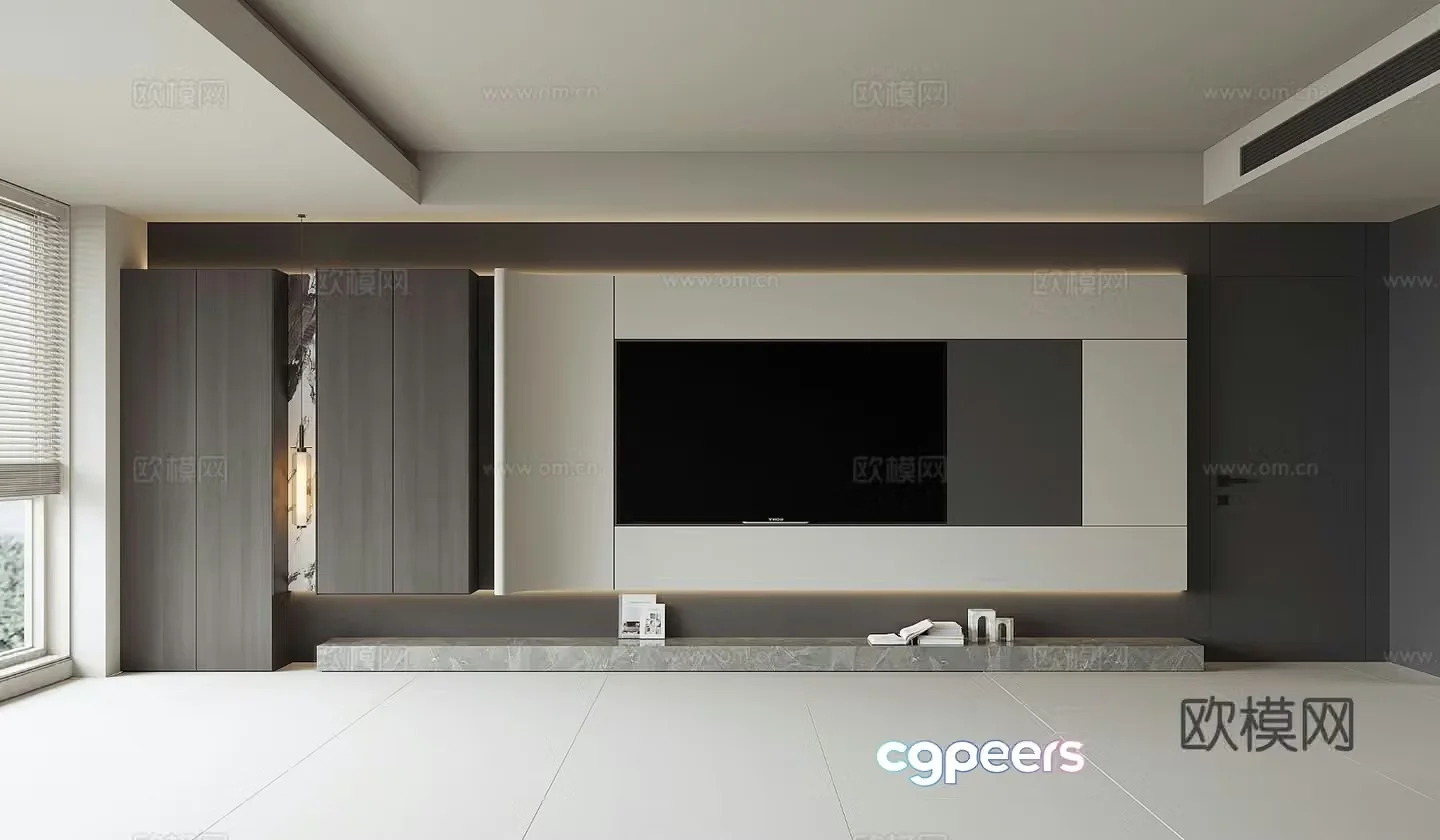 Modern TV background wall 3d model