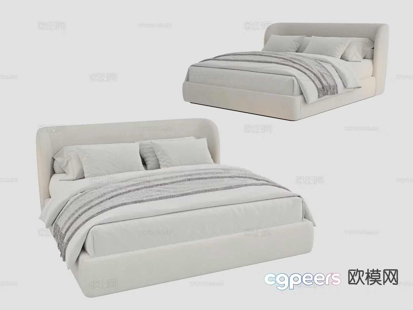 Modern double bed 3d model