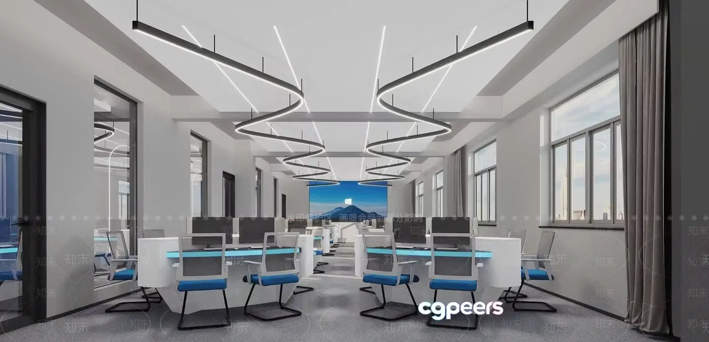 Modern Office Space 3D Model – 5781 – VRAY Render