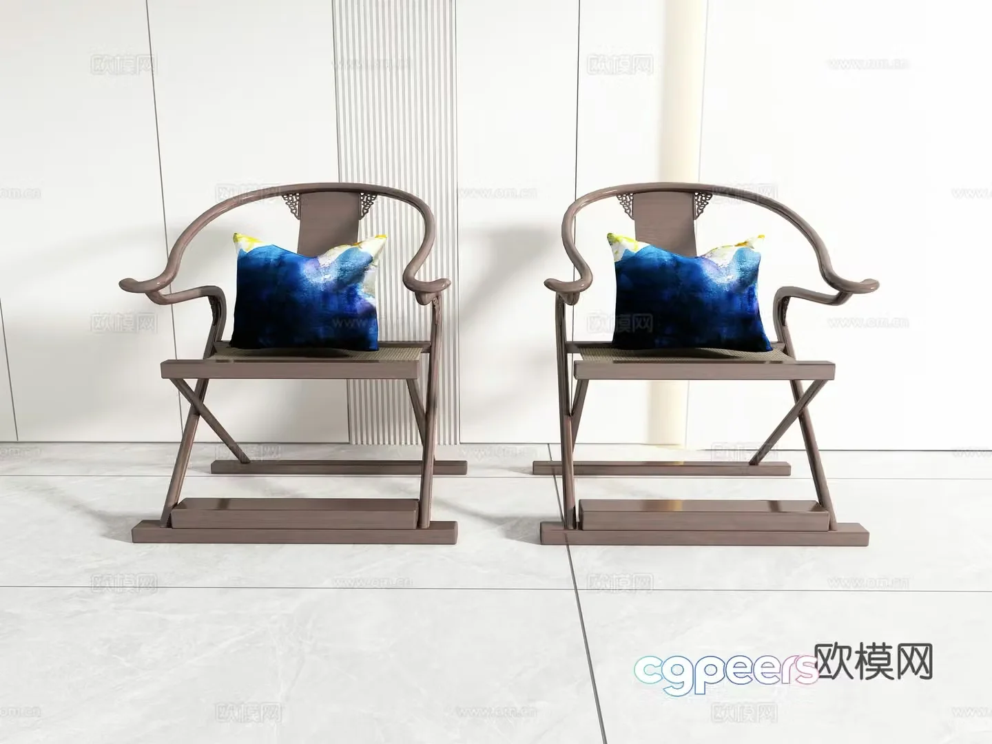 Chinese casual chair combination 3D model
