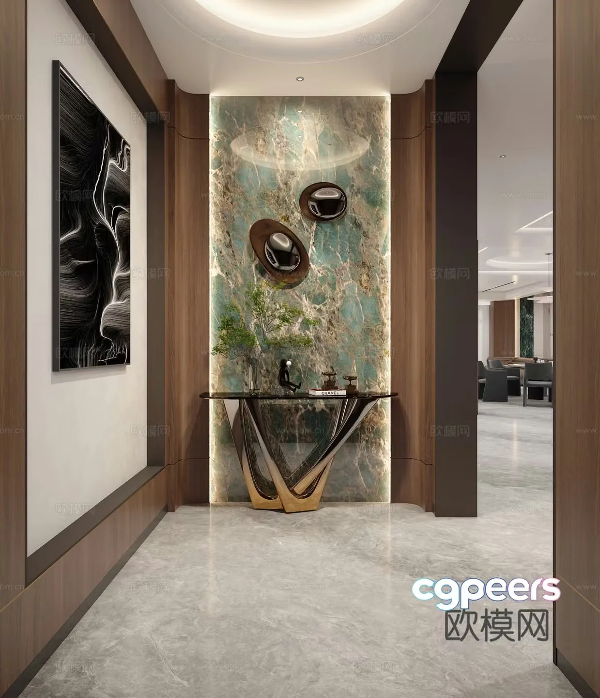 Modern Italian light luxury entrance hallway 3D model