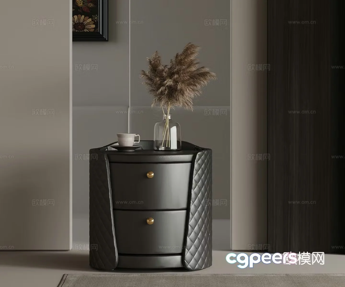 French bedside table decorative ornaments 3D model
