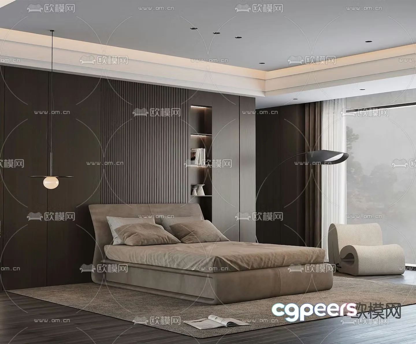 Italian double bed 3d model