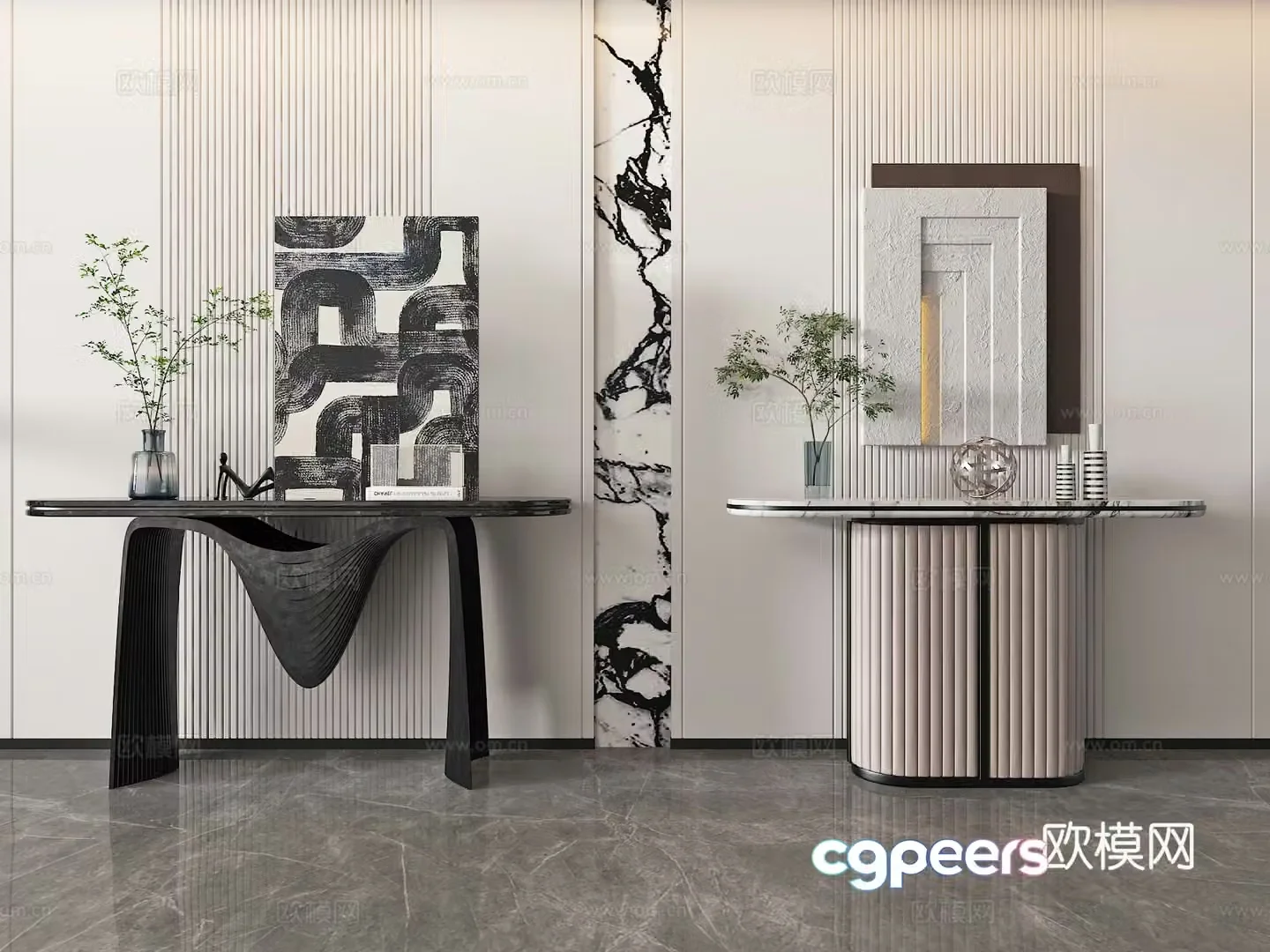 Modern entrance molding and viewing platform 3D model