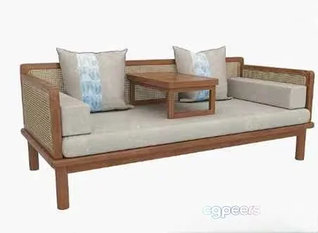 Wooden Sofa 3D Model – 23419 – VRAY Render