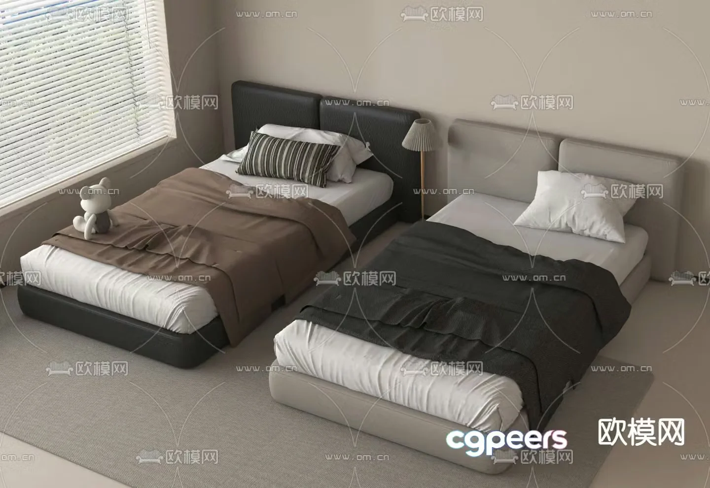 Modern double bed 3d model