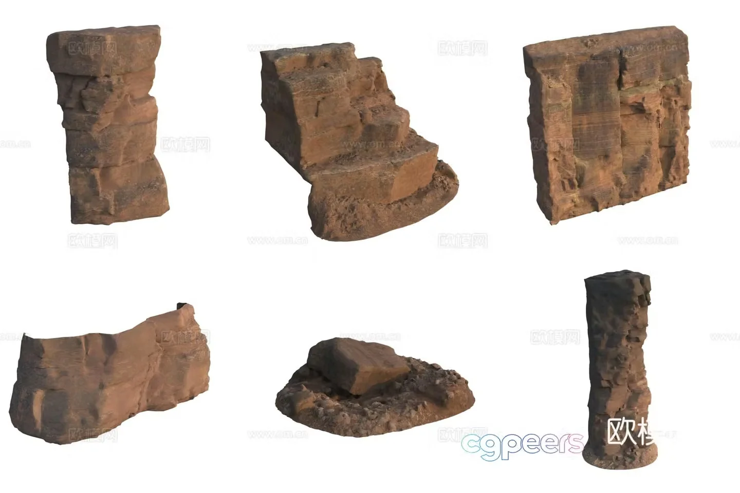 Quarry stone wall cliff huge stone pile 3d model