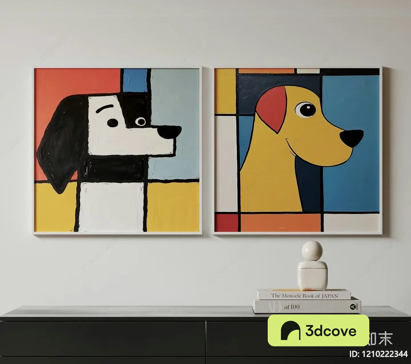 A Painting Of Two Dogs