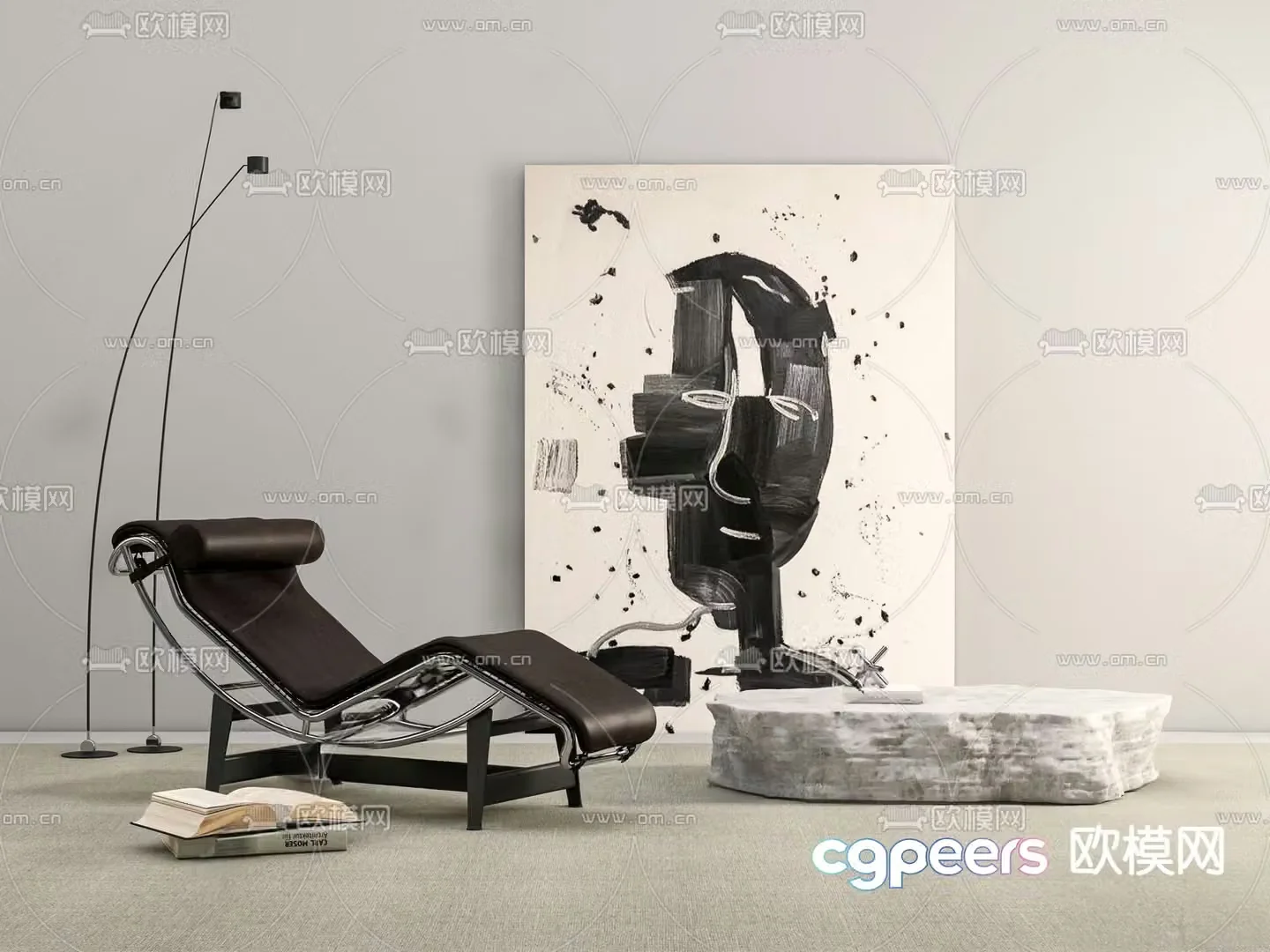 leather chair recliner 3d model