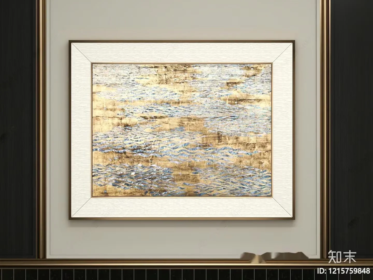 Gold And Blue Abstract Painting 3D Model – 13128 – VRAY Render