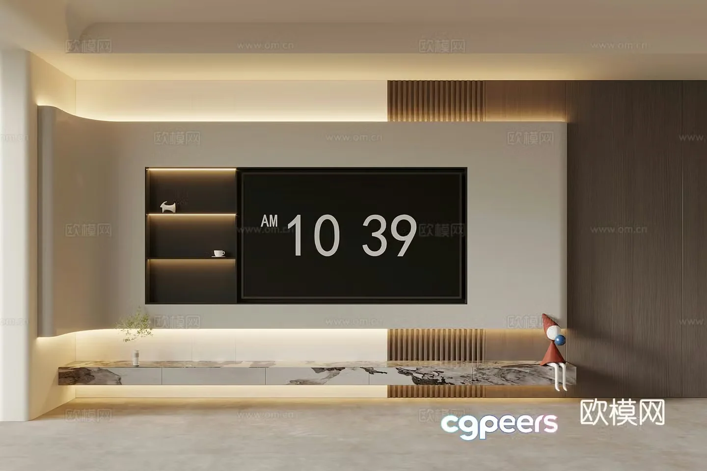 TV background wall Modern minimalist TV background wall TV cabinet 3d model