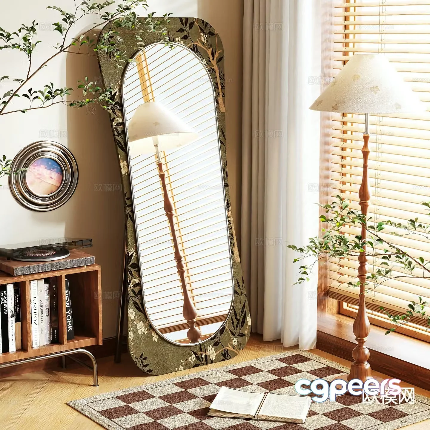 Medieval style mirror full-length mirror floor mirror 3D model