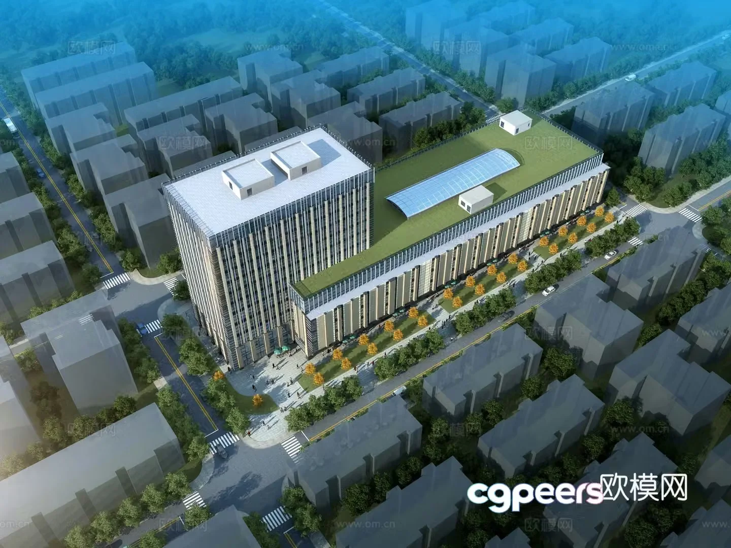 Office building aerial view 3d model