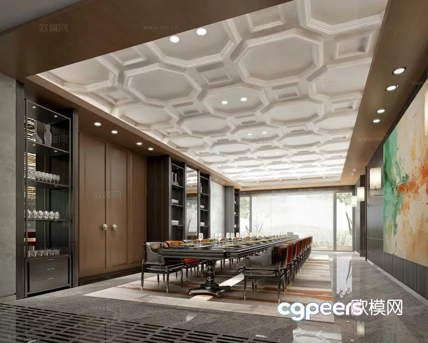 Light luxury club restaurant area 3D model