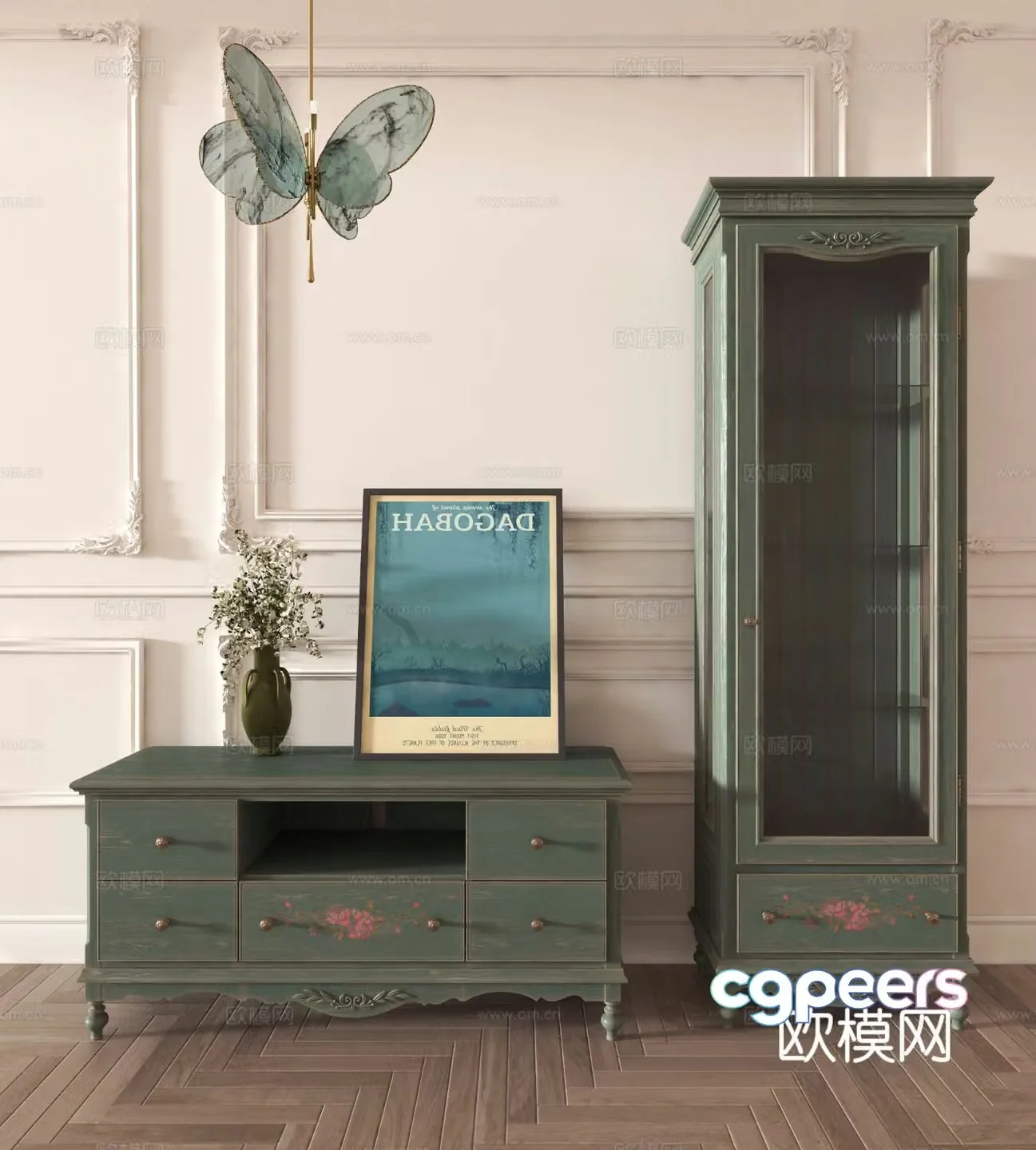 American TV cabinet 3d model