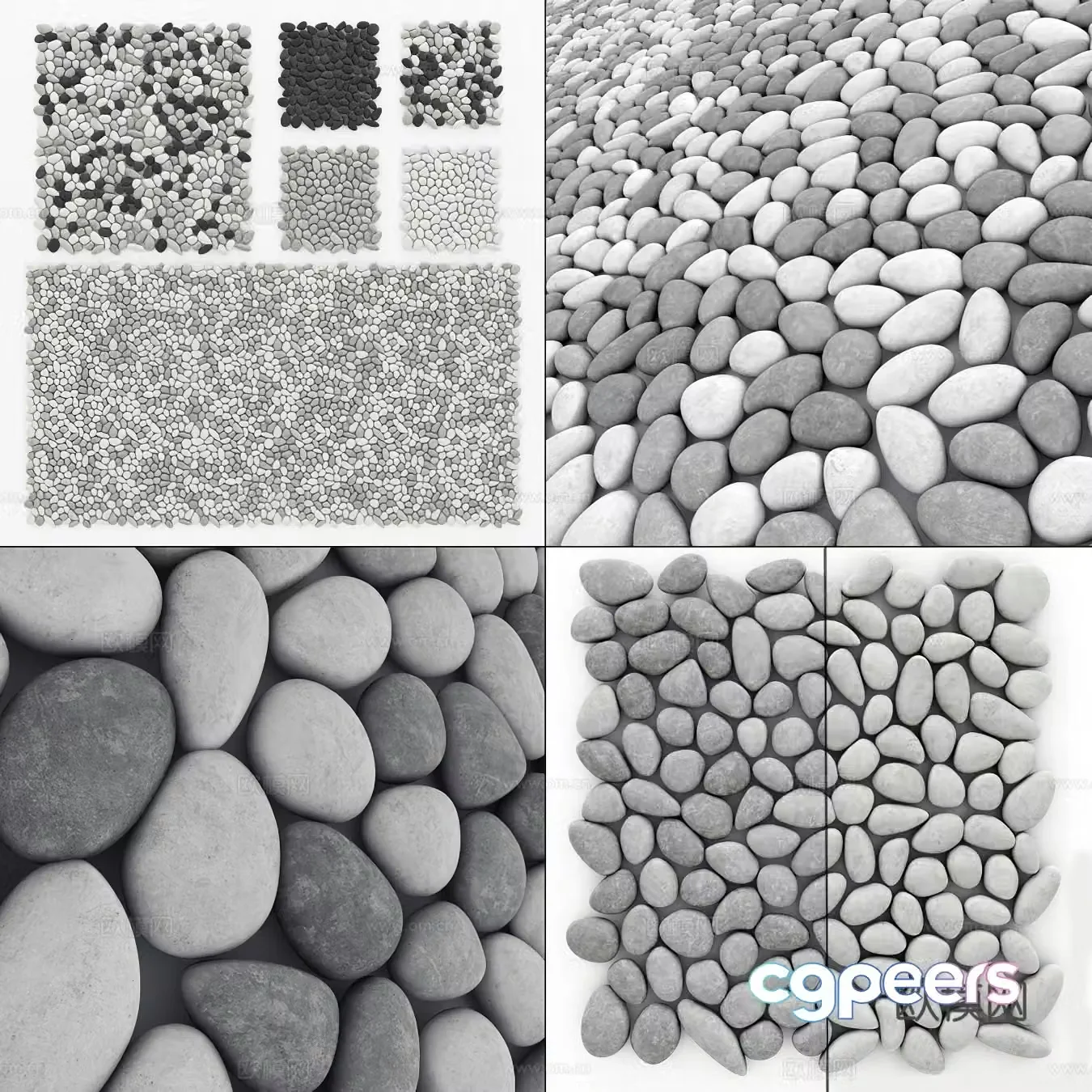 Modern pebbles Landscape Stone Sketch 3D Model