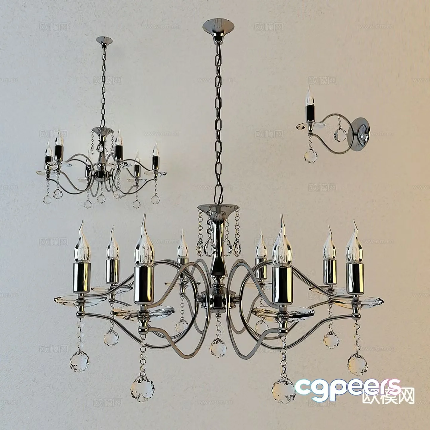 Simple European chandelier hall chandelier 3d model