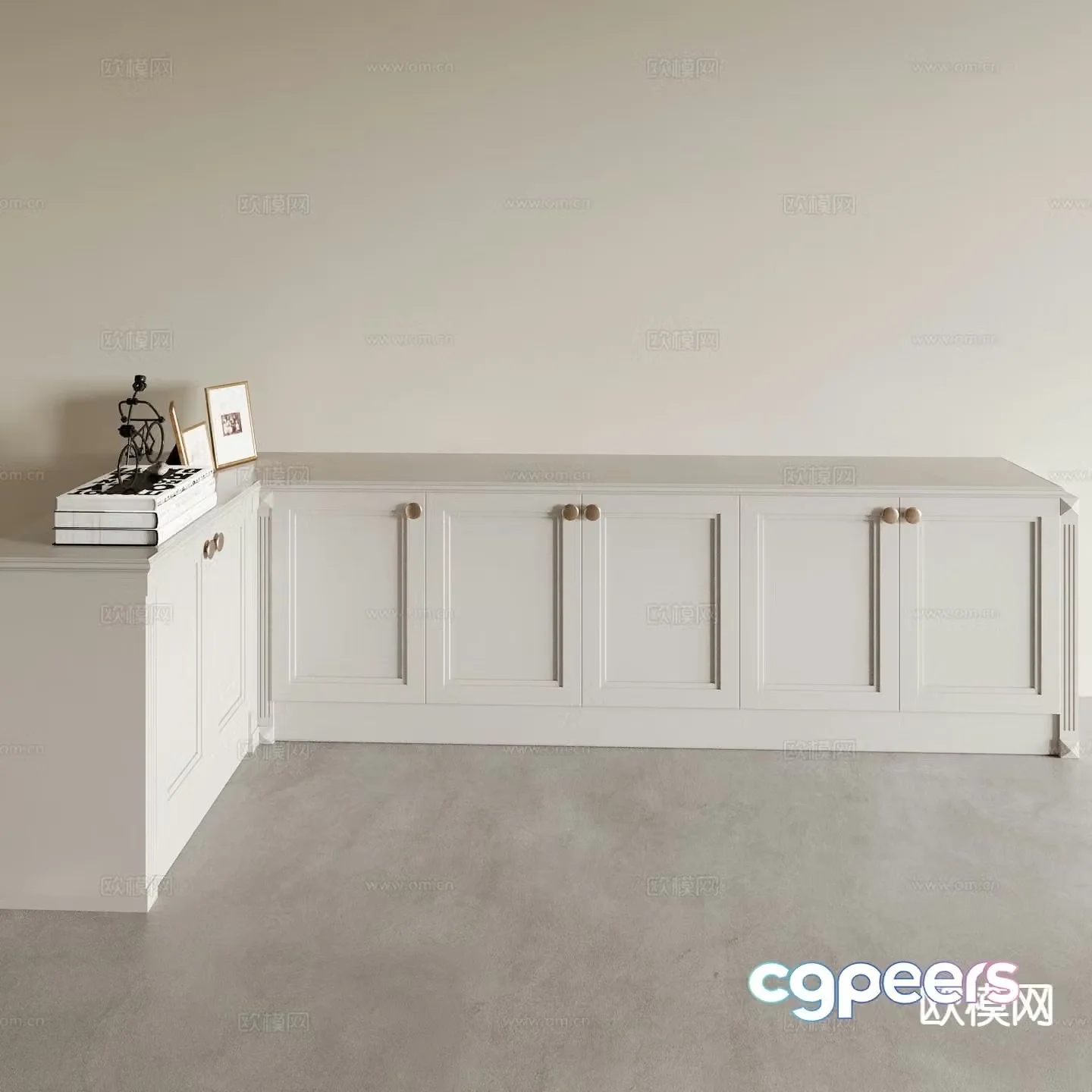 Simple European shoe cabinet wall cabinet 3D model