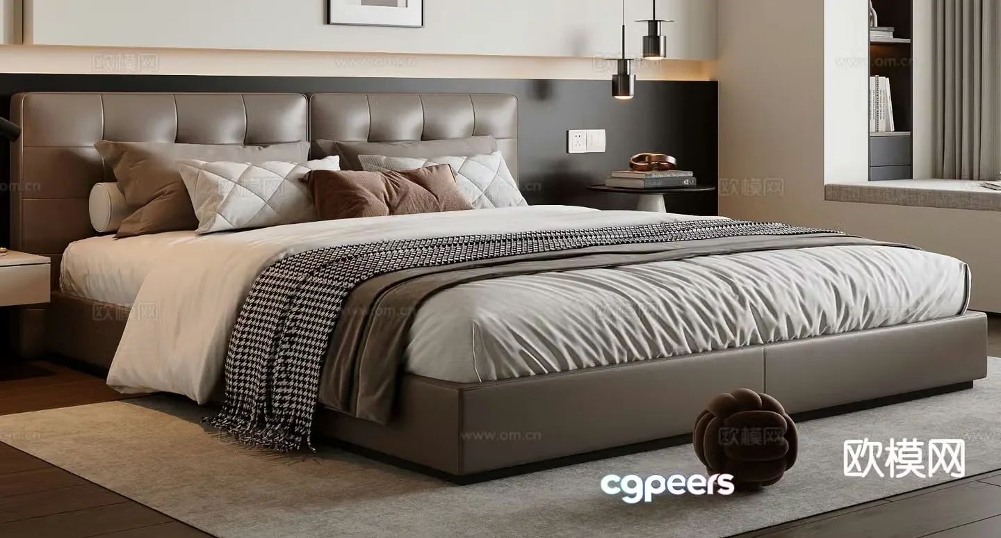Italian double bed 3d model