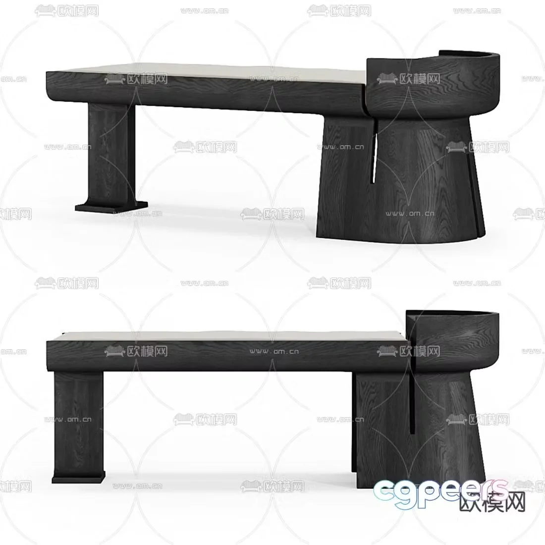 Cor modern solid wood outdoor bench 3d model