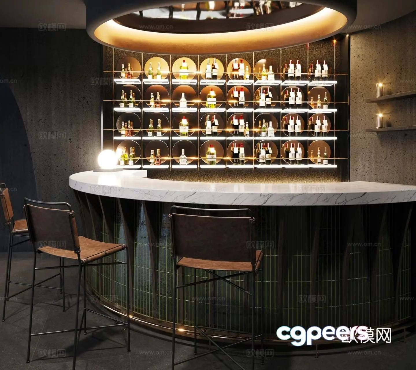 Modern bar bar wine rack 3d model
