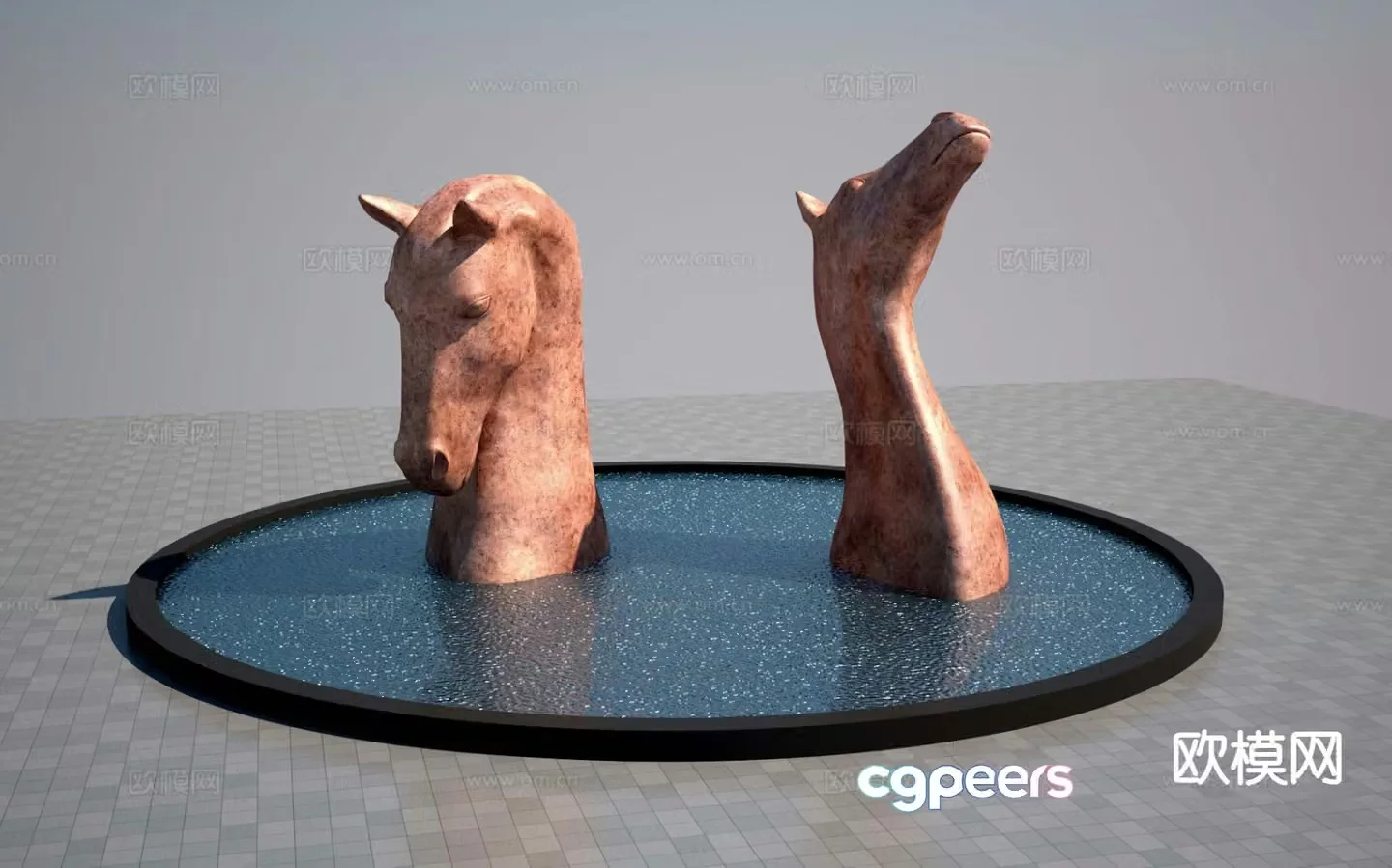 Horse head sculpture square sculpture 3d model