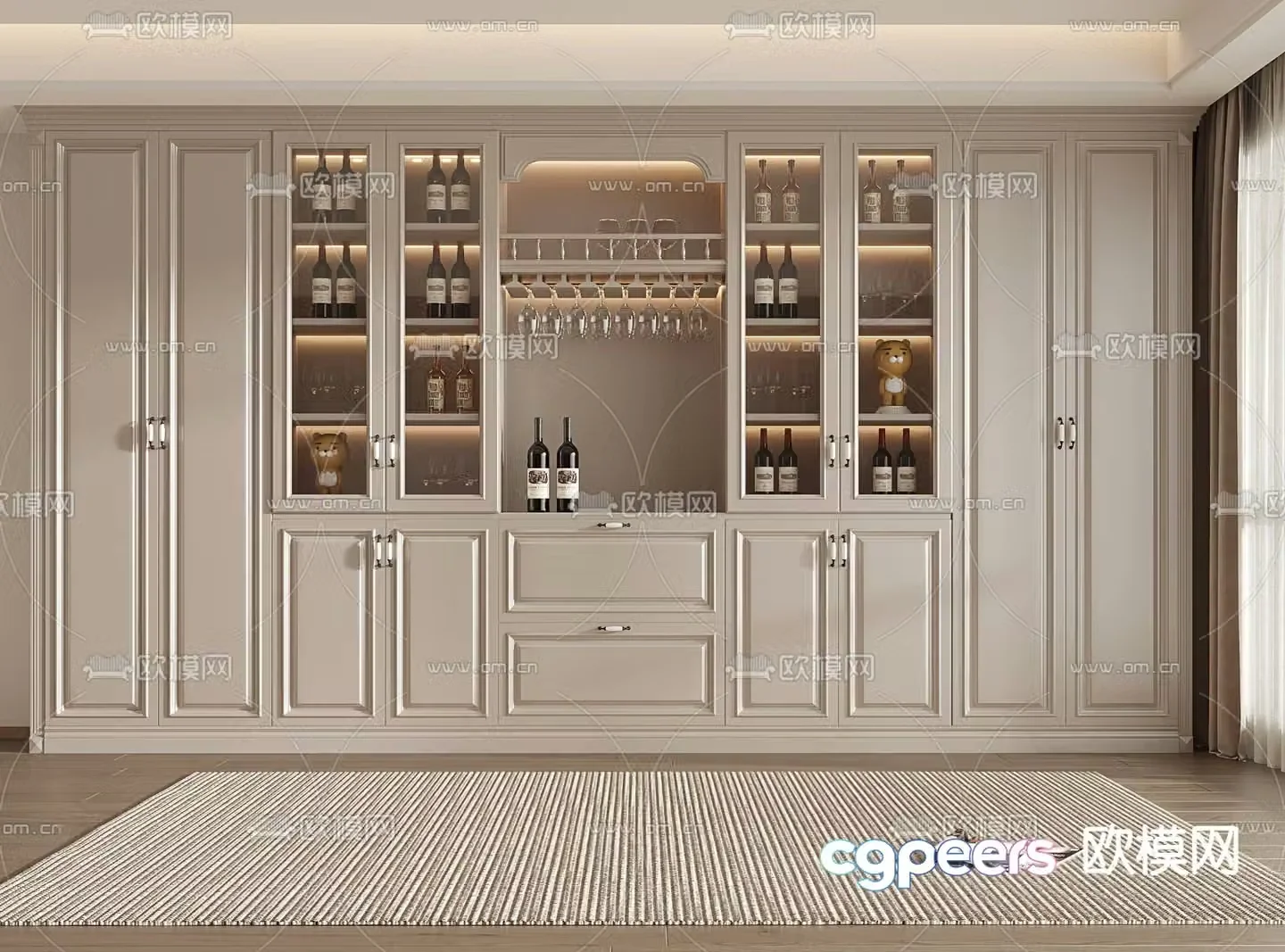 Jianou wine cabinet red wine cabinet 3D model