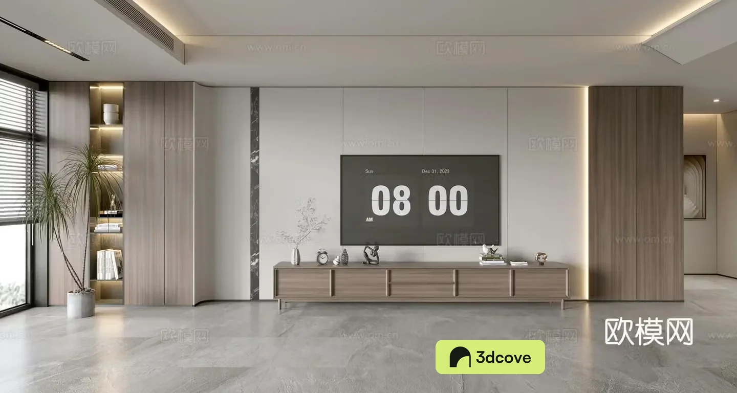 Modern simple living room light luxury TV background wall TV set full wall TV cabinet combination
