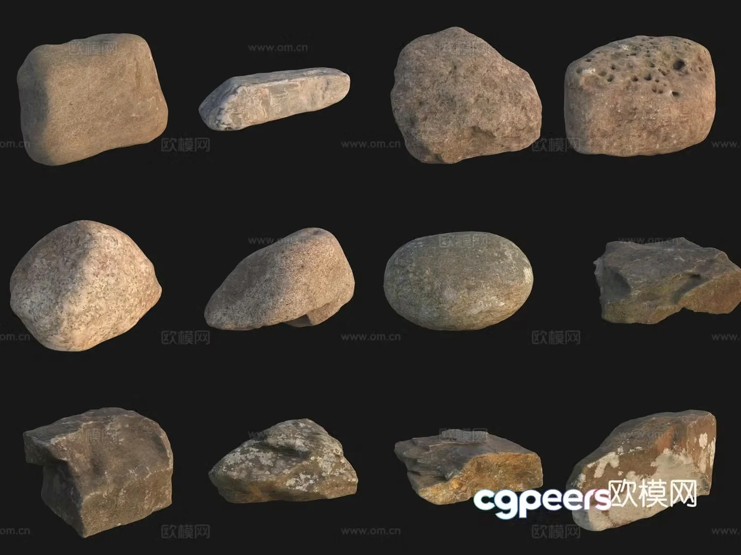 Rock big stone big stone pile pebbles 3d model