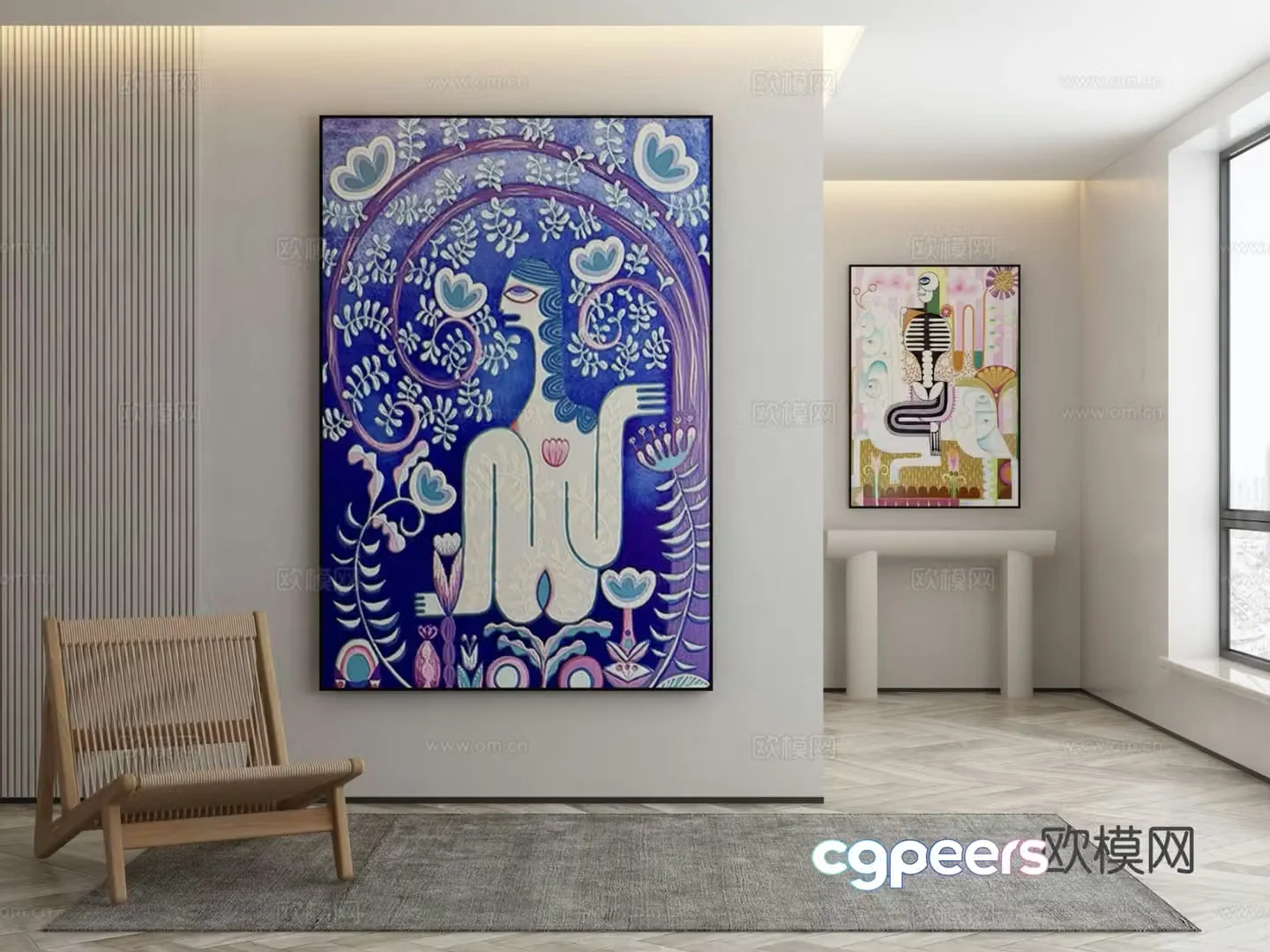 Modern abstract painting art painting decorative painting 3d model